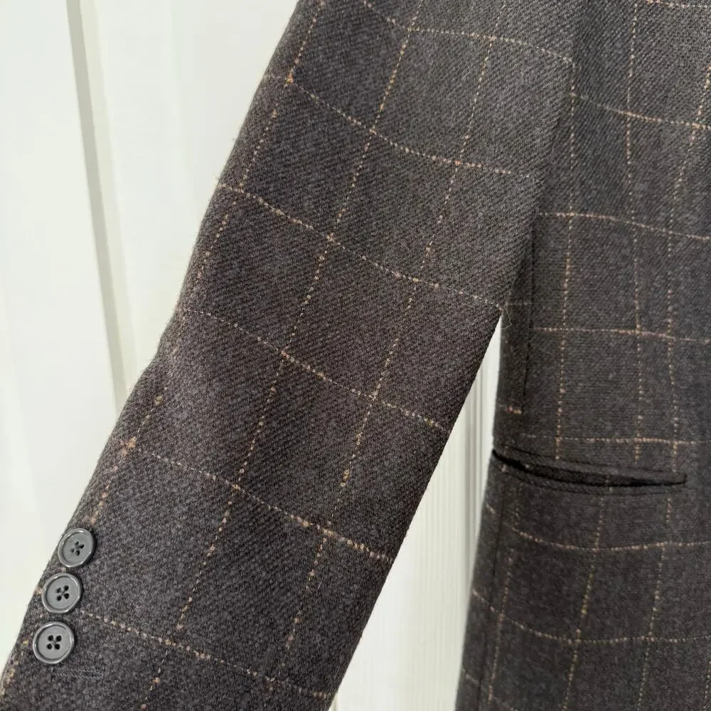 Neiman Marcus Designer Collection 100%Wool Windowpane Sportscoat Blazer 42R